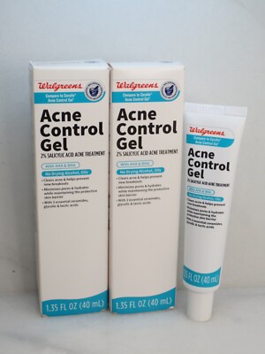 WALGREENS ACNE CONTROL GEL 2% ACNE TREATMENT 1.35 OZ  LOT OF 2 BOXED