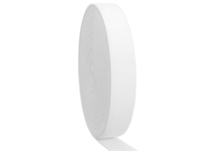 White Knit Elastic Band 1-inch 10 Yards 25mm Double-Side Twill Woven Elastic ...