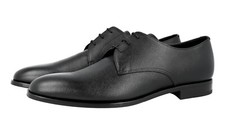 PRADA SAFFIANO Derby Dress Suit Shoes - Leather Sole Black NEW -  US 12 EU 45