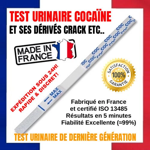 TEST URINAIRE RAPIDE DÉPISTAGE COC COCAÏNE COK CRACK ✅ DROGUE (HAUTE FIABILITÉ)