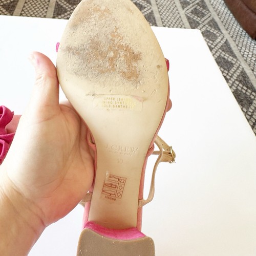 J. Crew Collection Stella Colorblock Bow Sandals Ombré Pink Italy Block Heel 10 - Picture 6 of 12