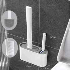 Wall Mounted Silicone Toilet Brush with Holder Long Handle WC Cleaner