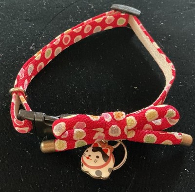 Cat Dog Pet Collar Japanese Flower Bow Tie Breakaway Buckle w/cat Charm