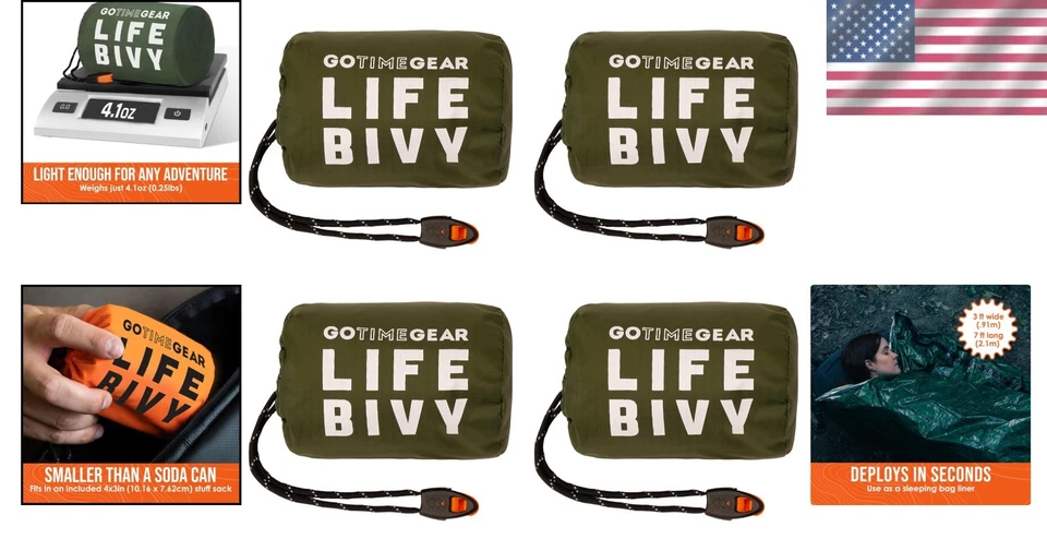 Ultra-Durable Waterproof Emergency Bivy - Compact 4-Pack for Survival Needs - Image 2 of 4