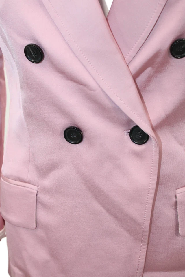 ALC Womens Satin Double Breasted Pocketed Notched Collar Blazer Pink Size 0 - Image 3 of 4