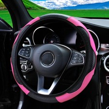 Car Steering Wheel Cover Carbon Fibre Anti-slip Protector Pu Leather Accessories