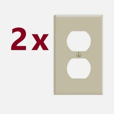 2-PK Leviton DUPLEX IVORY 1-Gang Receptacle Plastic Wall Plate Cover NEW 86003