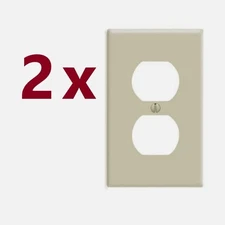 2-PK Leviton DUPLEX IVORY 1-Gang Receptacle Plastic Wall Plate Cover NEW 86003
