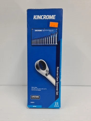 Kincrome 15 Piece Metric Reversible Gear OpenEnd Wrench Spanner Set 8-24mm K3015