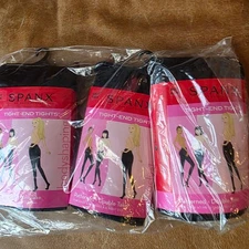 **3 PAIR** SPANX Tight-End Tights Patterned Double Take, Size E Black Plus SzNEW