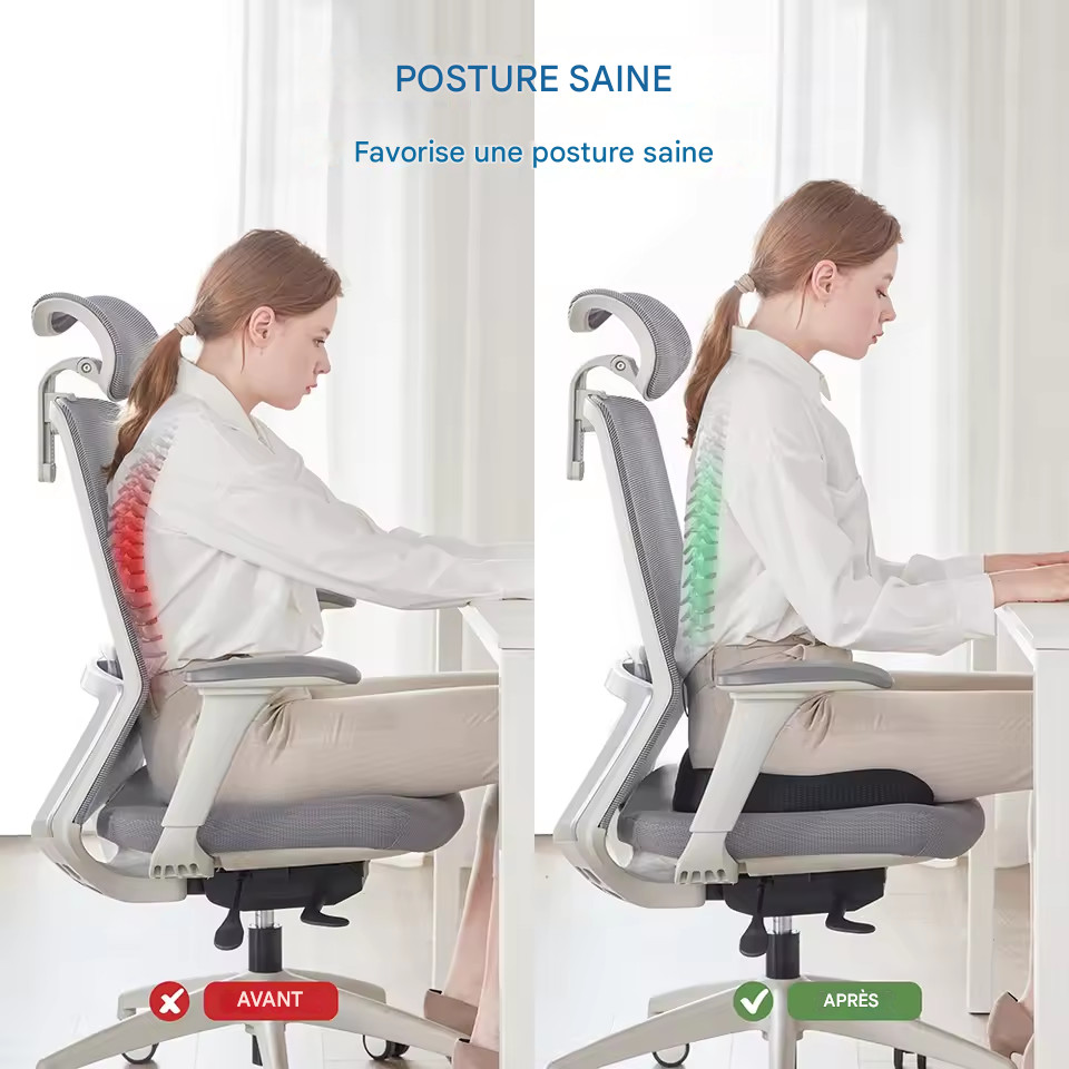 Coussin Coccyx Orthopédique en Mousse Forme Mémoire Dos Douleur Sciatique