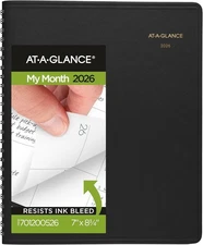 "AT-A-GLANCE 2026 Planner, Monthly, 7"" x 8-3/4"", Medium, Black (701200526) "