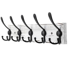 Coat Rack Wall Mount Wooden Hat Rack for Wall Hooks Pine Real Wood Plank 16.9...
