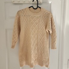 Uniqlo Kids Cable Knit Long Sleeve Neutral Sweater Dress Girl’s Size 7-8