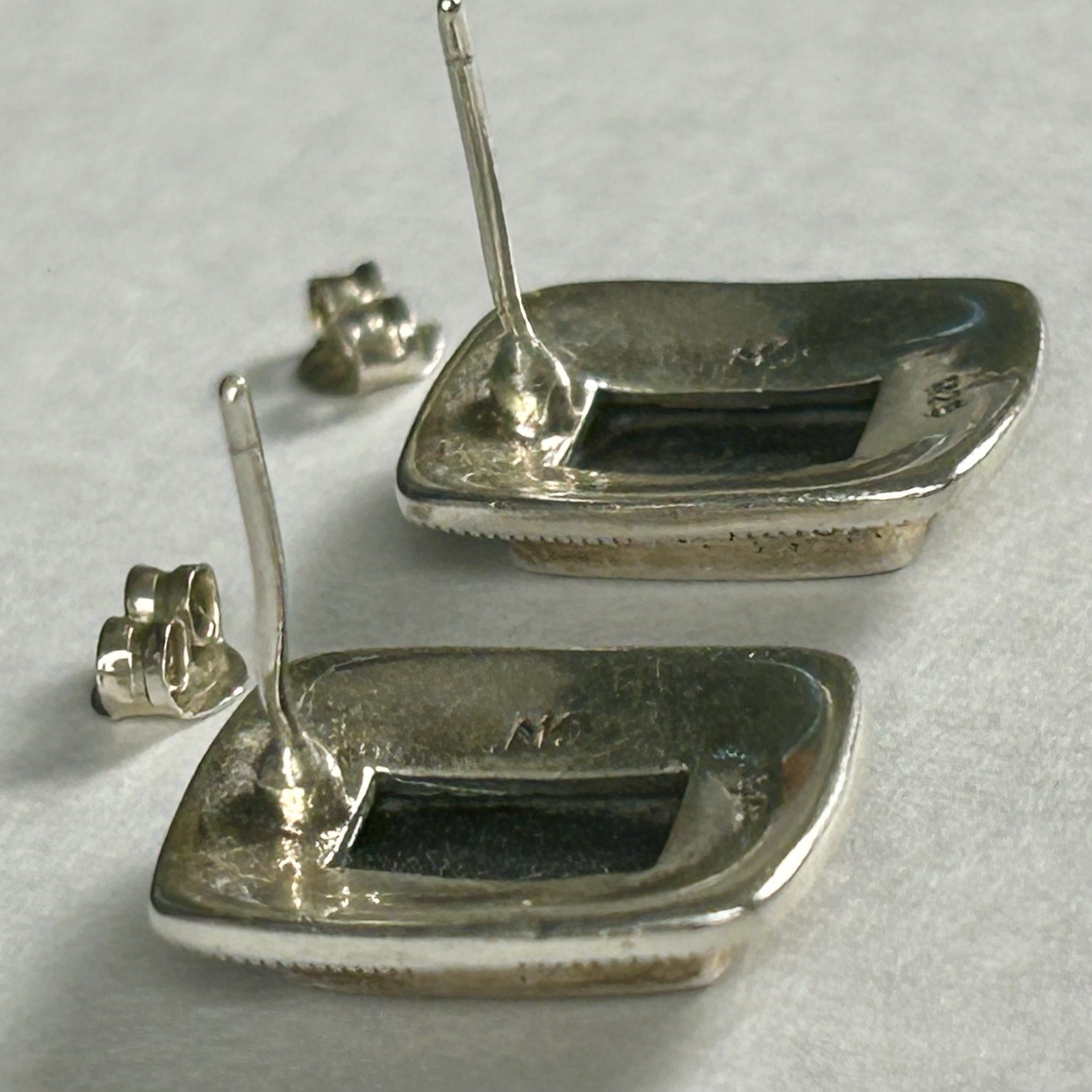 CN Sterling Silver Rectangular Stud Earrings with… - image 6