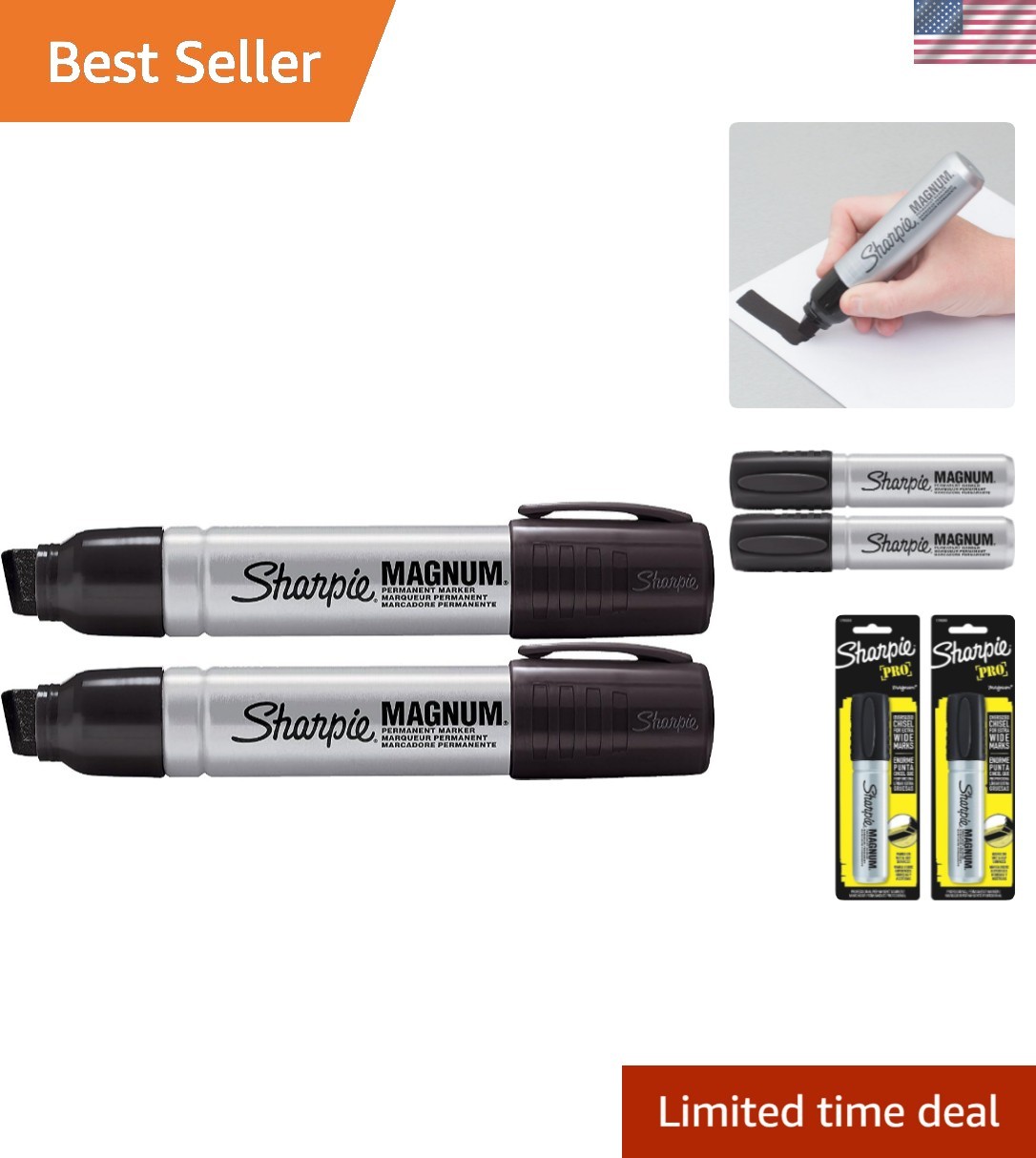 2 Pack 4411 Magnum Permanent Marker Black