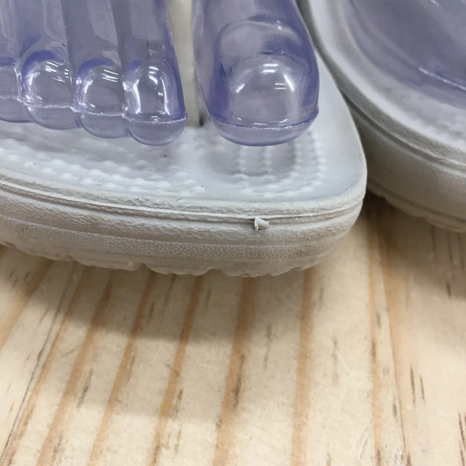 Sandalias Crocs para mujer 7 tangas grises sin cordones tachuelas punta abierta tacones de cuña informales Foto 4 de 4