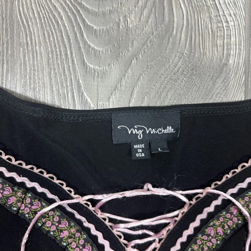 My Michelle Black & Pink Feminine Festival Women's Blouse - Picture 3 of 6