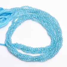 Natural Sky Blue Apatite Gemstone Round Micro Faceted Beads 2.5-3mm Strand 12.5"