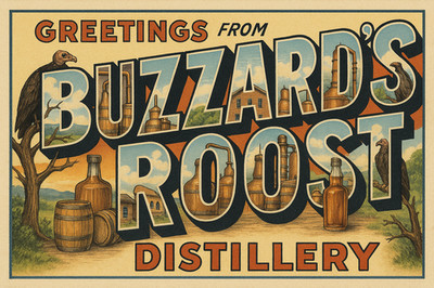 a418 Buzzard's Roost Distillery KY Vintage Travel Postcard Refrigerator Magnet