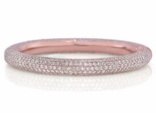 LARGE 18.85CT DIAMOND 18KT ROSE GOLD 3D MULTI ROW ETERNITY CUFF BANGLE BRACELET