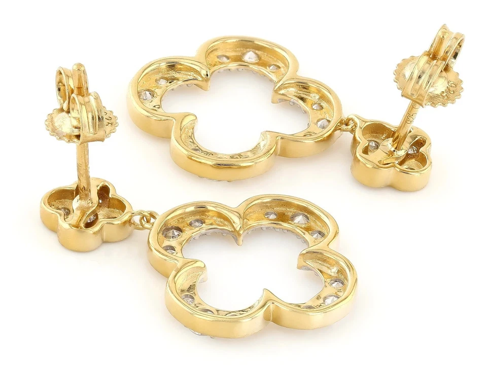 0.50ctw Created Diamond 14K Yellow Gold Plated Silver Women Dangal Earrings - Image 3 of 4