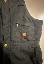 Carhartt Black Insulated Bib Overalls Men s 38x30 Zip Front