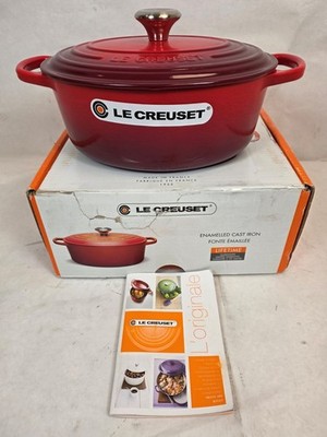 Le Creuset 2.75 Quart Signature Oval Dutch Oven Cast-iron in Cerise -FREE S/H