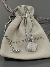 David Yurman 925 Sterling Silver Pav WhiteDiamond Necklace Box Chain 21mm