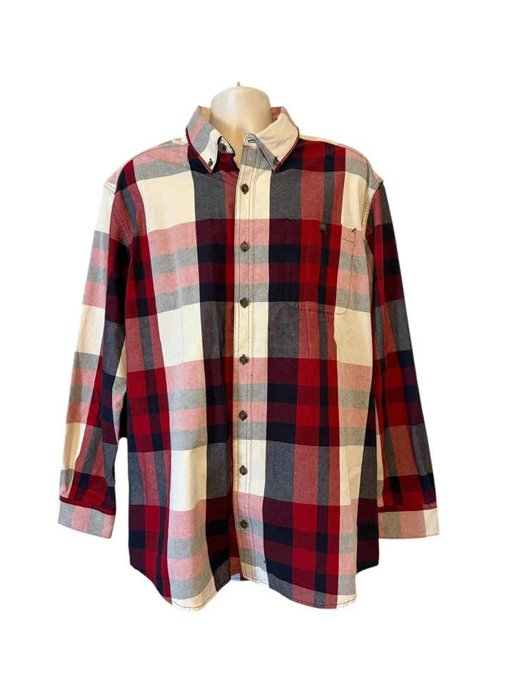 C.E. Schmidt Workwear Mens XLT Red Cream Plaid Shirt Long Sleeve Workwear NEW - Image 2 of 4