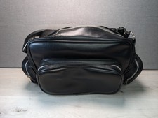Vintage Black Faux Leather Multi-Compartment Camera Equipment Bag Shoulder Strap