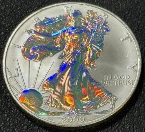 2000 1 Oz .999 Fine Silver American Eagle Reflective Holo Effect Both Sides ASE!