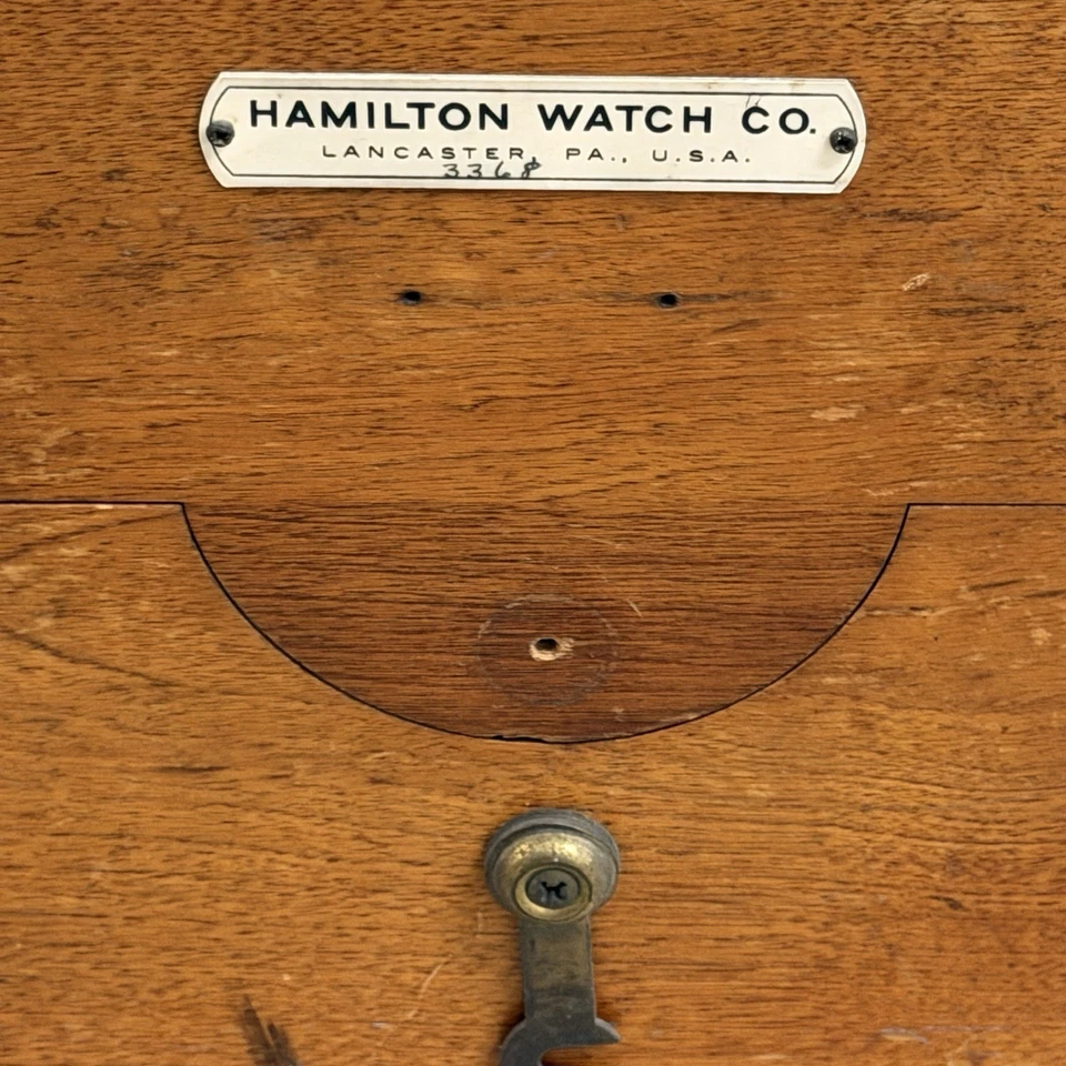 Caixa de cronômetro vintage Wood Hamilton Watch Co. Maritime Lancaster PA. Vela - Imagem 2 de 4