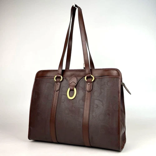 Christian Dior sac à bandoulière trotteur quincaillerie dorée PVC cuir marron