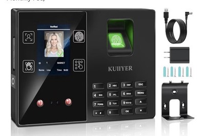 4 in 1 Time Attendance Machine Clocks for Employees Small Business (Face + Finge