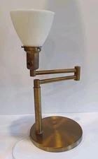 Walter Von Nessen Swing Arm Brushed Brass Table Lamp