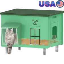 Heated Outdoor Cat House Waterproof Insulated Shelter Winter Rain Protection New