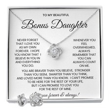 To My Bonus Daughter Love Knot Necklace & Earring Gift Set