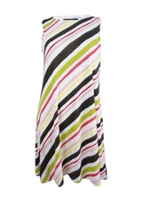 Nine West Women's Striped A-Line Dress, 6, Loden Multi