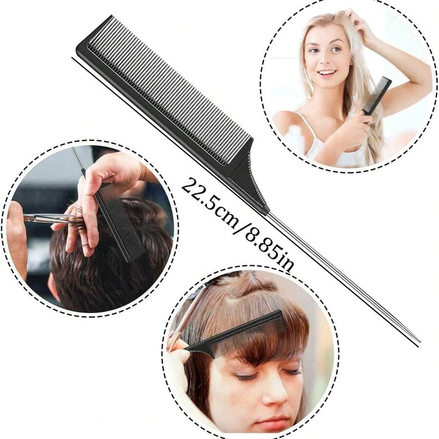Peine de pelo cola de rata dientes finos pasador cola peine para seccionar teñido peinado Foto 4 de 4