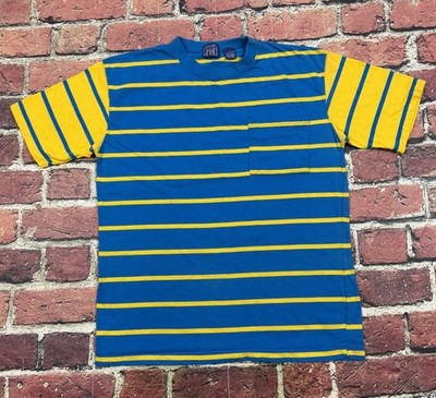 Vintage Striped Blank T Shirt Single Stitch St. John's Bay Sport Pocket Tee L