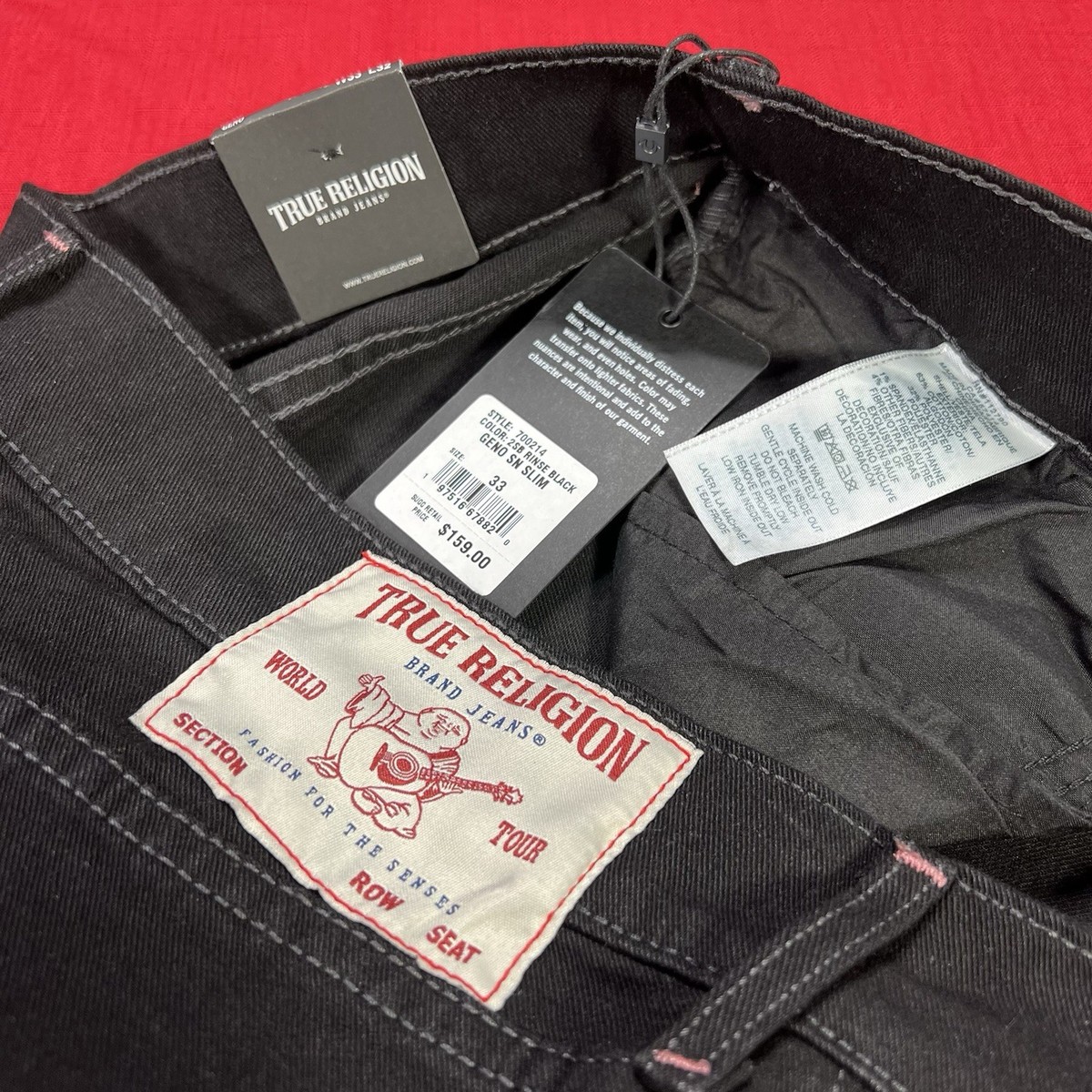 True Religion Jeans Mens Size 33x32 Gino Relaxed Slim Black
