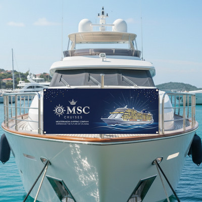MSC Cruises Mediterranean Shipping Company Vinyl Banner Sign Wall Art Decor71x24