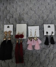 Red Pompom 14cm Stud Black 13cm Tassle Pink Tassle 9cm Black Tassle 5cm Earings