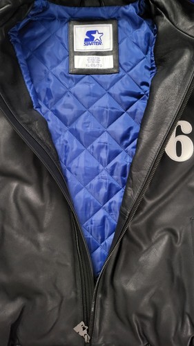NEW STARTER MEN'S PHILA 76ERS FULL ZIP 100% GENUINE LEATHER JACKET SIZE XL - Picture 2 of 4