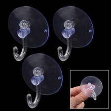 3 Pcs Kitchen Window Round Suction Cup Hook Wall Hangers Clear Blue