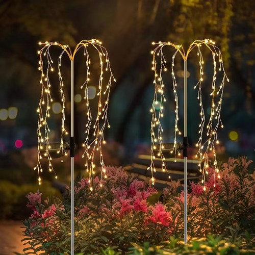 2Pcs Outdoor LED Solar Power Firework Garden Lights Starburst Tree Stake Lamp UK - Picture 21 of 27