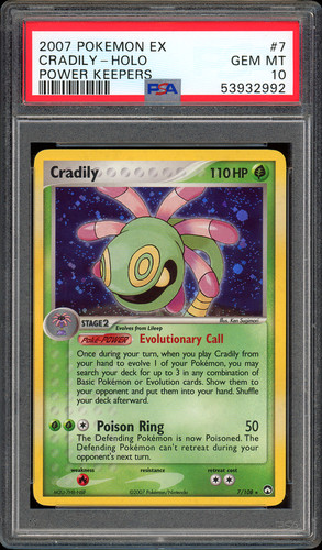 2007 POKEMON EX POWER KEEPERS #7 CRADILY-HOLO PSA GEM MINT 10