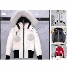 Moose Knuckles men's and women's slim fit mid length fox fur down jacket