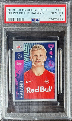 Erling Braut Haaland 2019 Topps UCL Stickers #419 Rookie RC PSA 10 Gem Mint